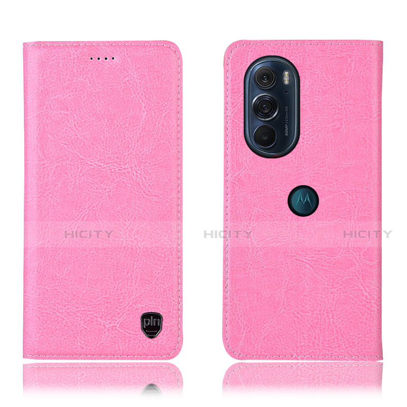 Coque Portefeuille Livre Cuir Etui Clapet H04P pour Motorola Moto Edge 30 Pro 5G Rose Plus