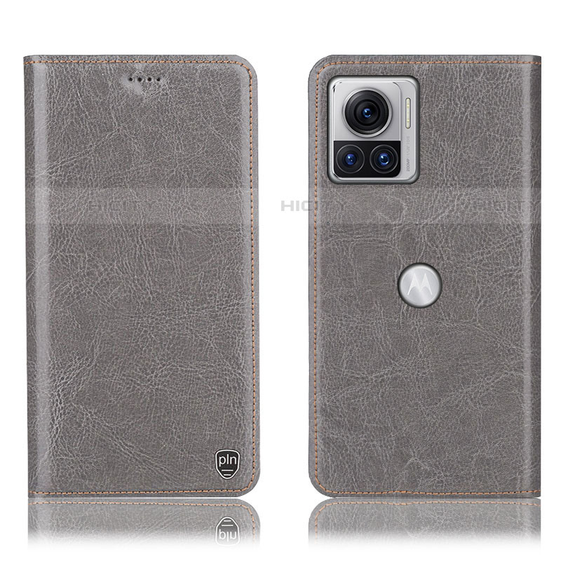 Coque Portefeuille Livre Cuir Etui Clapet H04P pour Motorola Moto Edge 30 Ultra 5G Gris Plus