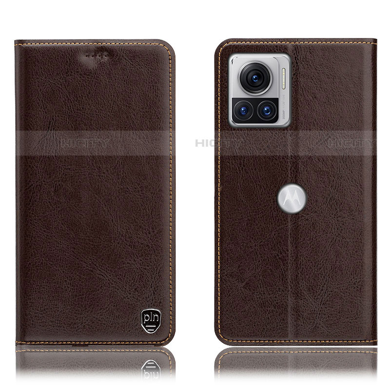 Coque Portefeuille Livre Cuir Etui Clapet H04P pour Motorola Moto Edge 30 Ultra 5G Marron Plus