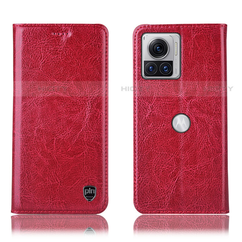 Coque Portefeuille Livre Cuir Etui Clapet H04P pour Motorola Moto Edge 30 Ultra 5G Rouge Plus