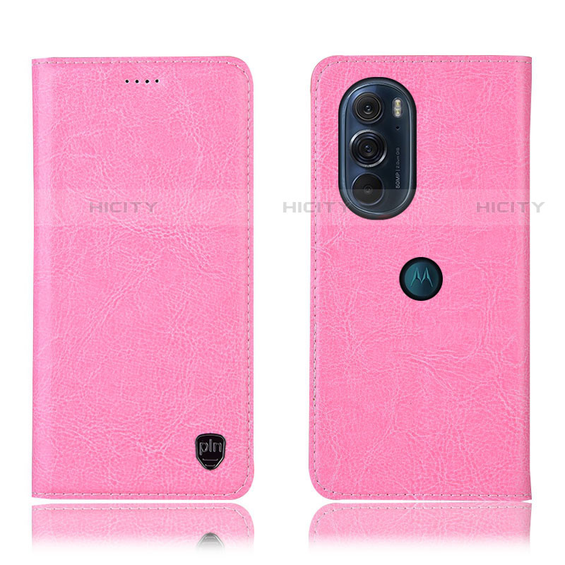 Coque Portefeuille Livre Cuir Etui Clapet H04P pour Motorola Moto Edge Plus (2022) 5G Rose Plus