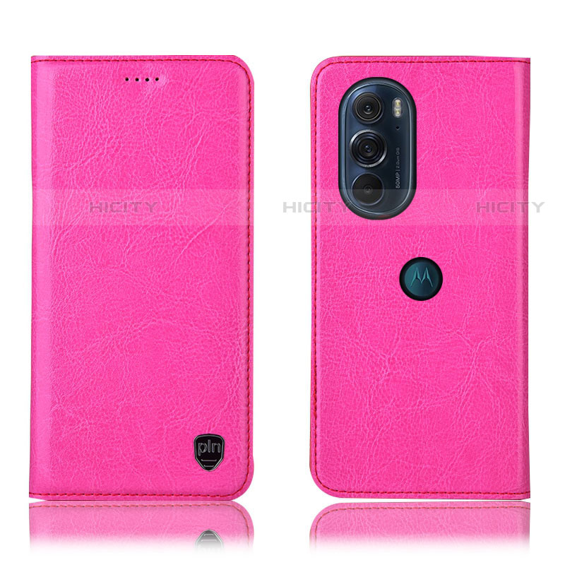 Coque Portefeuille Livre Cuir Etui Clapet H04P pour Motorola Moto Edge Plus (2022) 5G Rose Rouge Plus