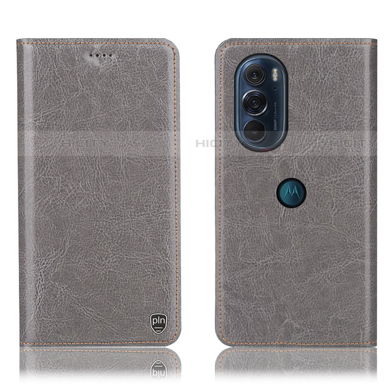 Coque Portefeuille Livre Cuir Etui Clapet H04P pour Motorola Moto Edge X30 5G Gris Plus