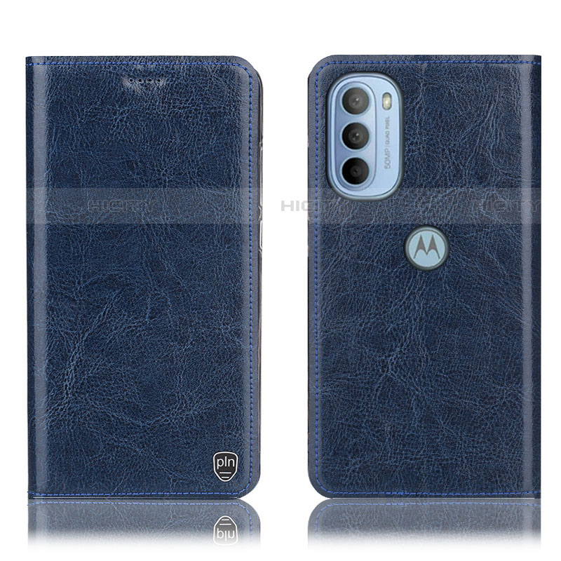 Coque Portefeuille Livre Cuir Etui Clapet H04P pour Motorola Moto G31 Bleu Plus