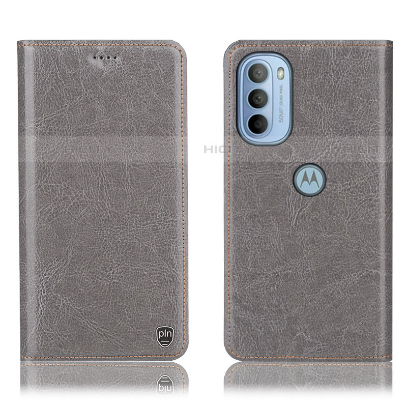 Coque Portefeuille Livre Cuir Etui Clapet H04P pour Motorola Moto G31 Gris Plus