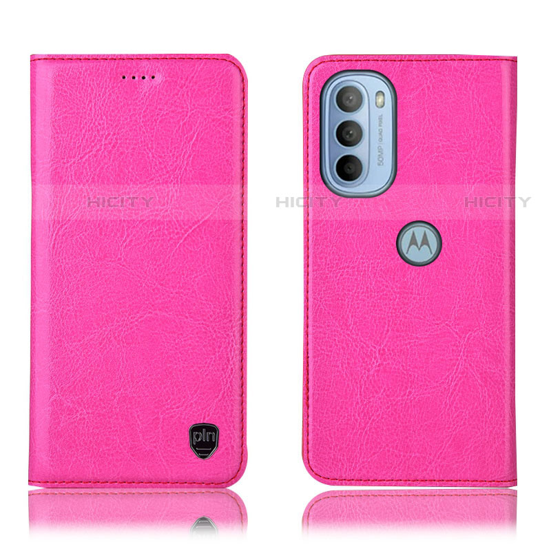 Coque Portefeuille Livre Cuir Etui Clapet H04P pour Motorola Moto G31 Rose Rouge Plus