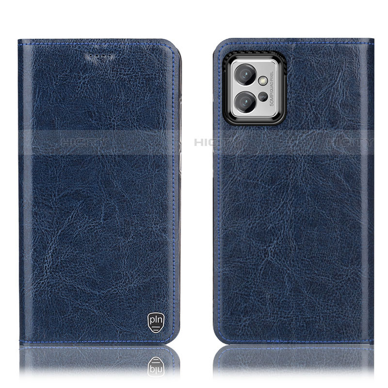 Coque Portefeuille Livre Cuir Etui Clapet H04P pour Motorola Moto G32 Bleu Plus