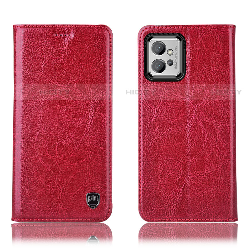 Coque Portefeuille Livre Cuir Etui Clapet H04P pour Motorola Moto G32 Rouge Plus