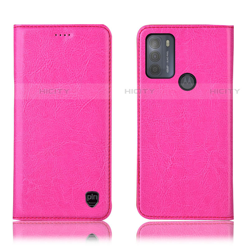 Coque Portefeuille Livre Cuir Etui Clapet H04P pour Motorola Moto G50 Rose Rouge Plus