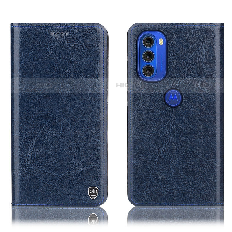 Coque Portefeuille Livre Cuir Etui Clapet H04P pour Motorola Moto G51 5G Bleu Plus