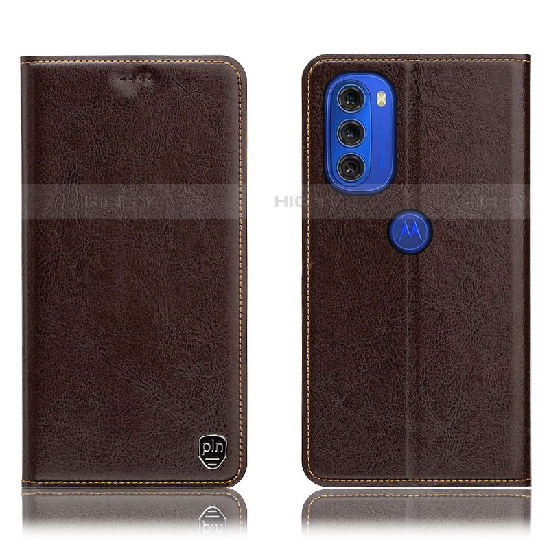 Coque Portefeuille Livre Cuir Etui Clapet H04P pour Motorola Moto G51 5G Marron Plus