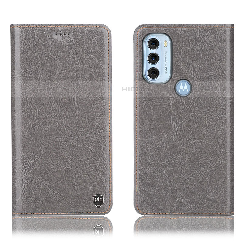 Coque Portefeuille Livre Cuir Etui Clapet H04P pour Motorola Moto G71 5G Gris Plus