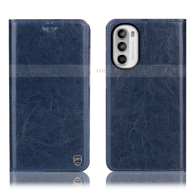 Coque Portefeuille Livre Cuir Etui Clapet H04P pour Motorola Moto G82 5G Bleu Plus