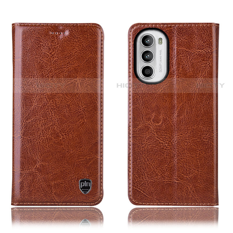 Coque Portefeuille Livre Cuir Etui Clapet H04P pour Motorola Moto G82 5G Brun Clair Plus