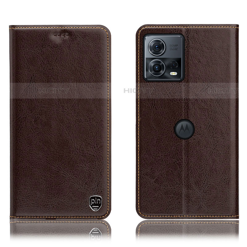 Coque Portefeuille Livre Cuir Etui Clapet H04P pour Motorola Moto S30 Pro 5G Marron Plus