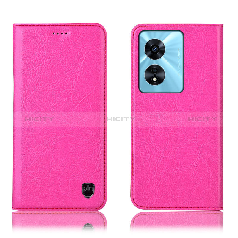 Coque Portefeuille Livre Cuir Etui Clapet H04P pour Oppo A18 Rose Rouge Plus