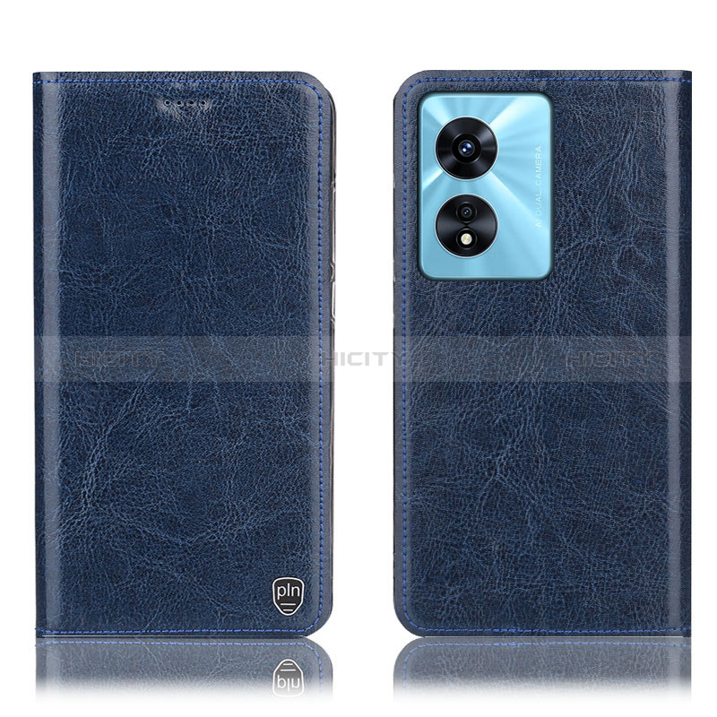 Coque Portefeuille Livre Cuir Etui Clapet H04P pour Oppo A38 Bleu Plus