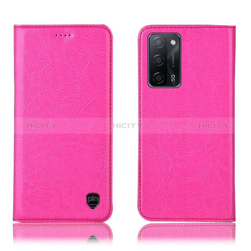 Coque Portefeuille Livre Cuir Etui Clapet H04P pour Oppo A56 5G Rose Rouge Plus