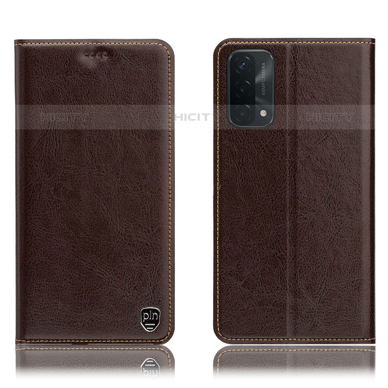 Coque Portefeuille Livre Cuir Etui Clapet H04P pour Oppo A93 5G Marron Plus