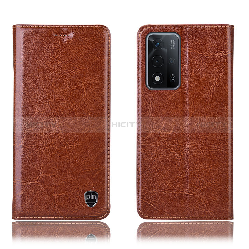 Coque Portefeuille Livre Cuir Etui Clapet H04P pour Oppo A93s 5G Brun Clair Plus