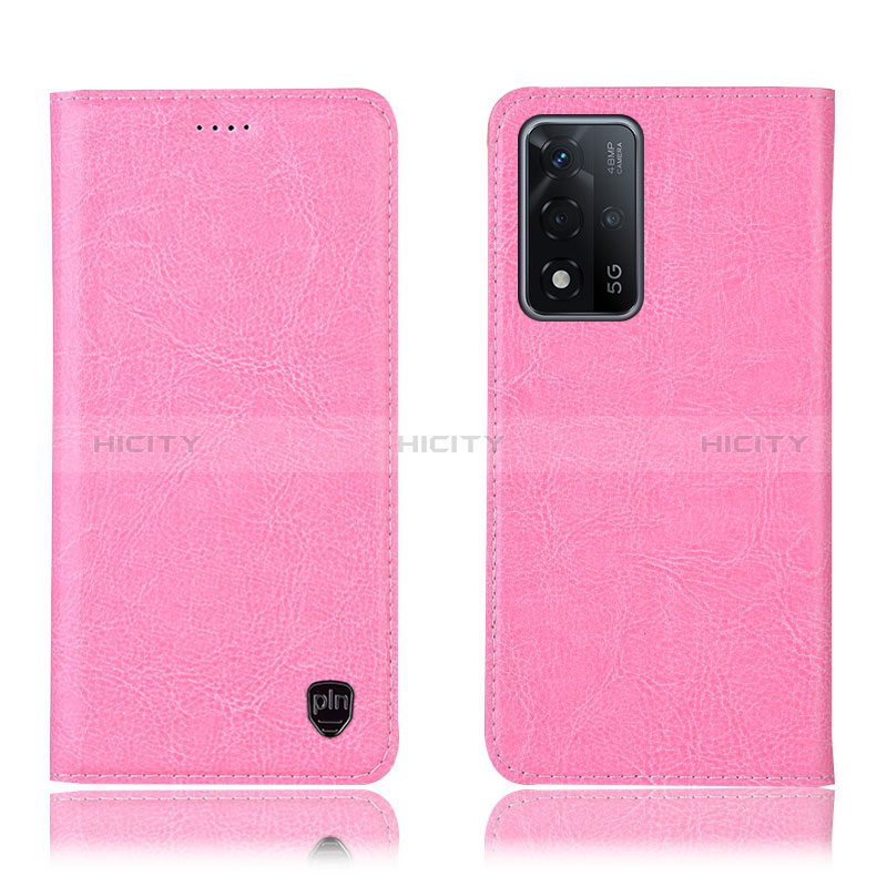 Coque Portefeuille Livre Cuir Etui Clapet H04P pour Oppo A93s 5G Rose Plus