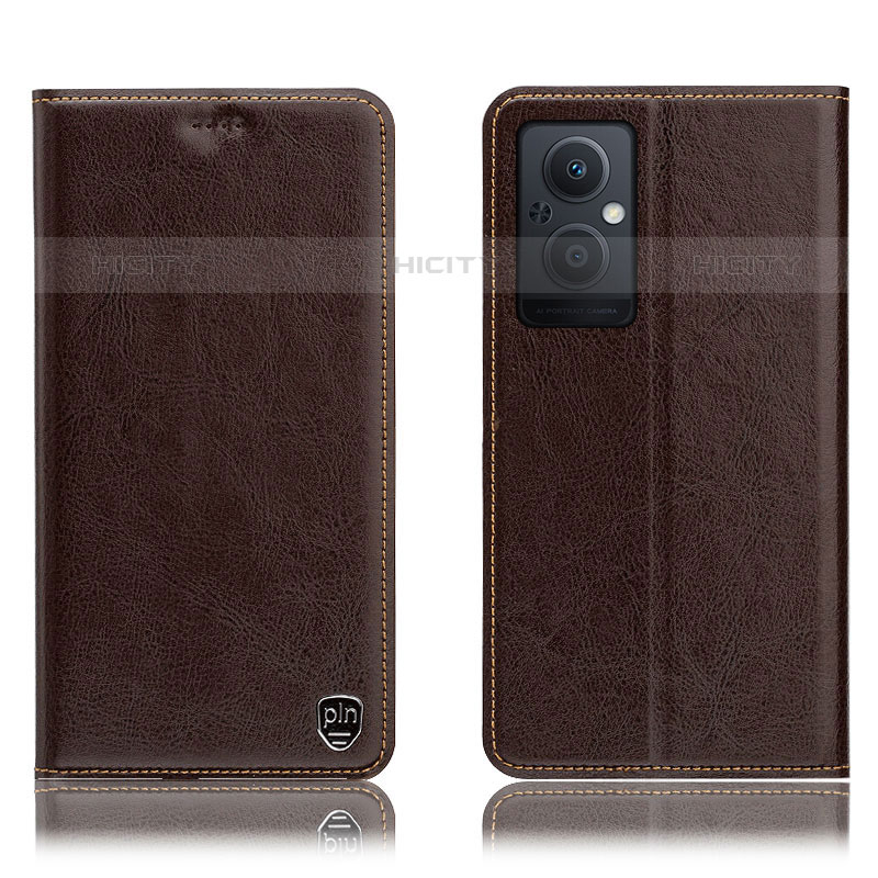 Coque Portefeuille Livre Cuir Etui Clapet H04P pour Oppo F21 Pro 5G Marron Plus