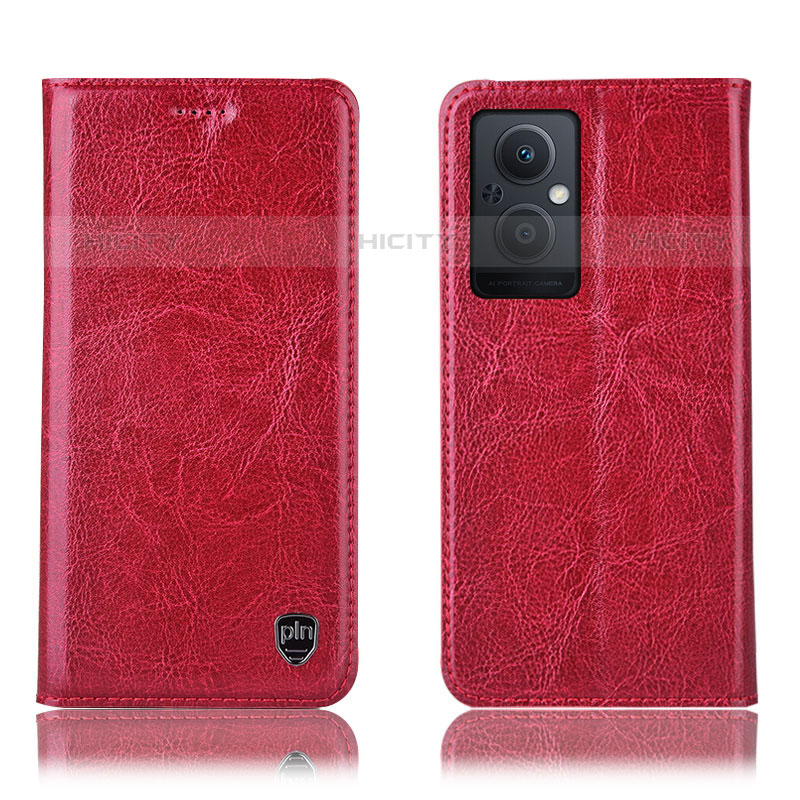 Coque Portefeuille Livre Cuir Etui Clapet H04P pour Oppo F21 Pro 5G Rouge Plus