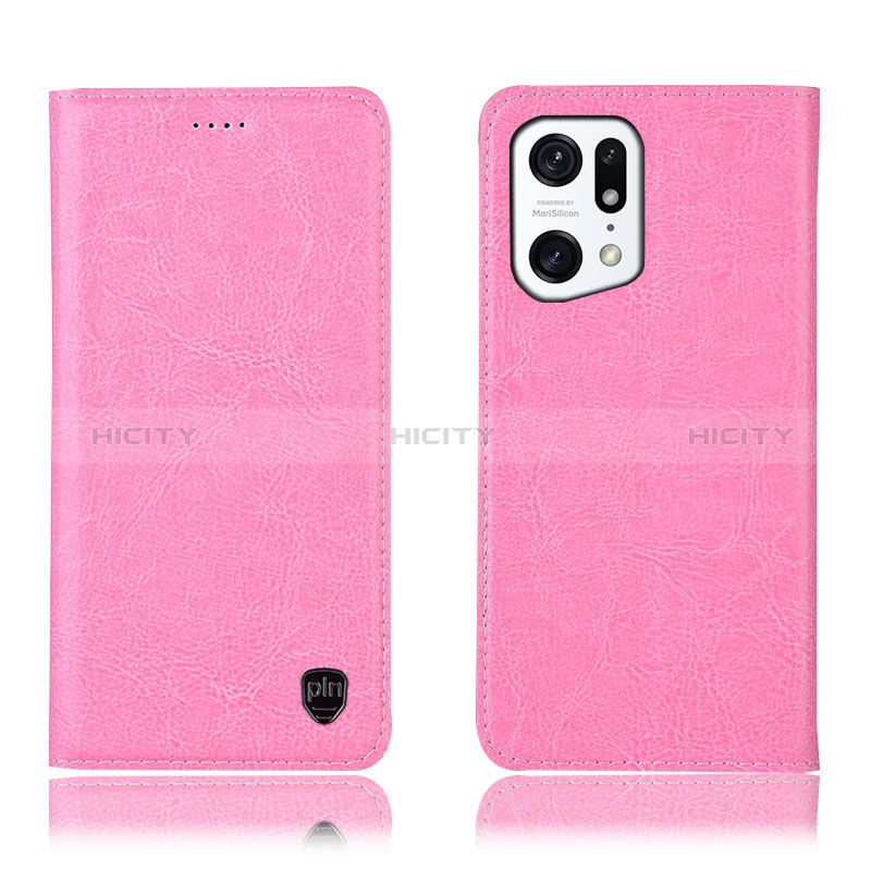 Coque Portefeuille Livre Cuir Etui Clapet H04P pour Oppo Find X5 5G Rose Plus