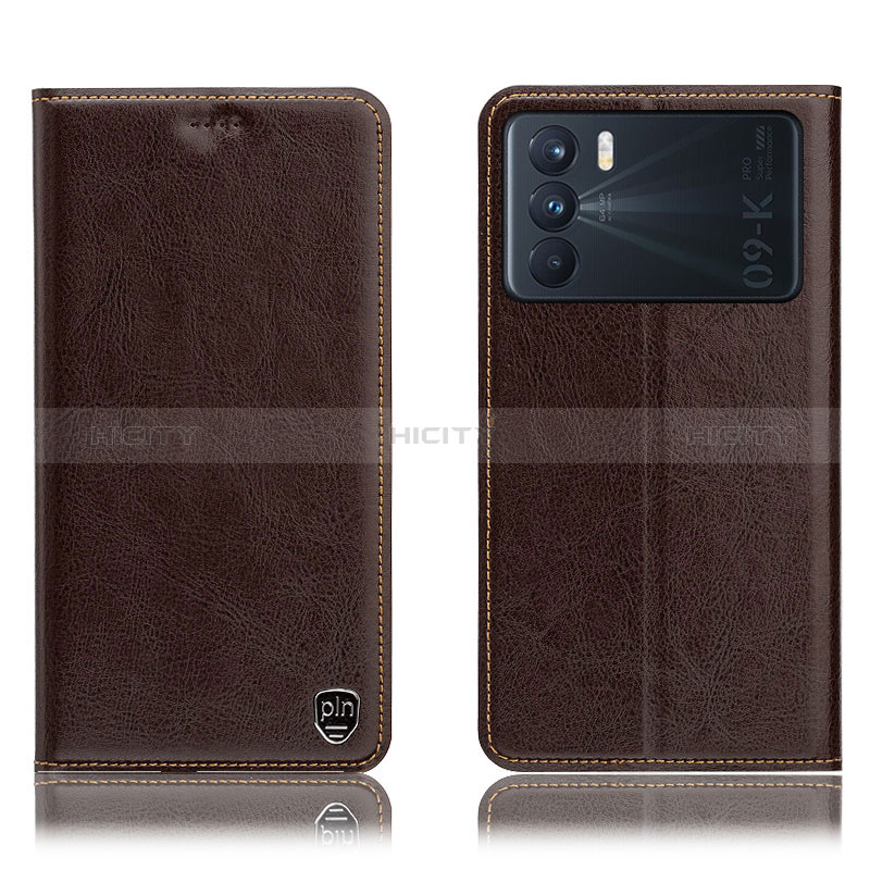 Coque Portefeuille Livre Cuir Etui Clapet H04P pour Oppo K9 Pro 5G Marron Plus