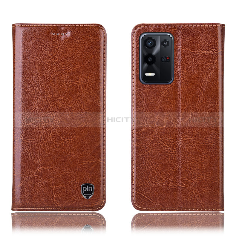 Coque Portefeuille Livre Cuir Etui Clapet H04P pour Oppo K9X 5G Brun Clair Plus