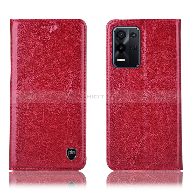 Coque Portefeuille Livre Cuir Etui Clapet H04P pour Oppo K9X 5G Rouge Plus