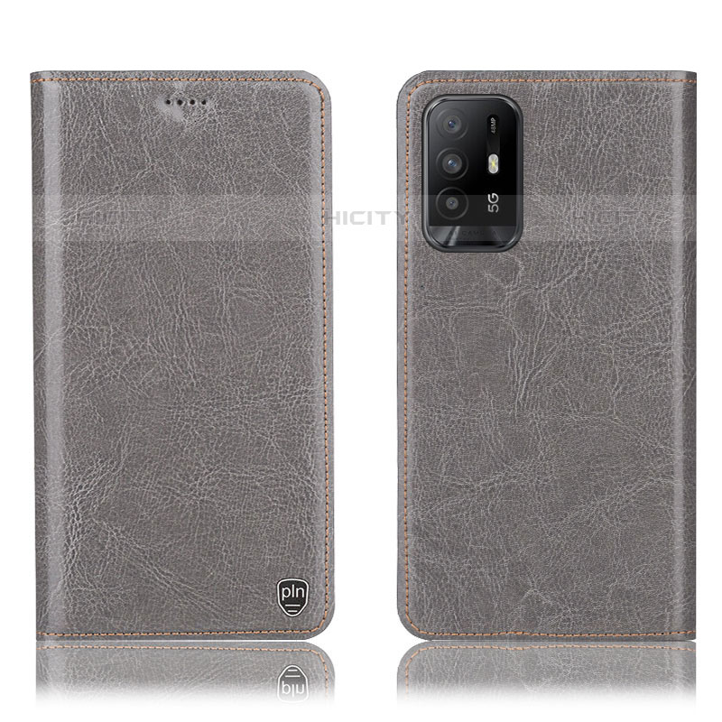 Coque Portefeuille Livre Cuir Etui Clapet H04P pour Oppo Reno5 Z 5G Gris Plus