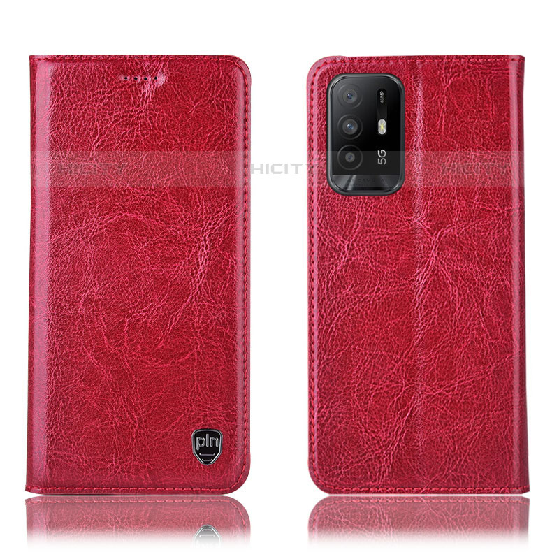 Coque Portefeuille Livre Cuir Etui Clapet H04P pour Oppo Reno5 Z 5G Rouge Plus