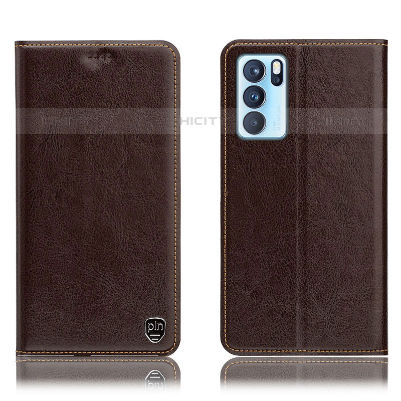 Coque Portefeuille Livre Cuir Etui Clapet H04P pour Oppo Reno6 Pro 5G India Marron Plus