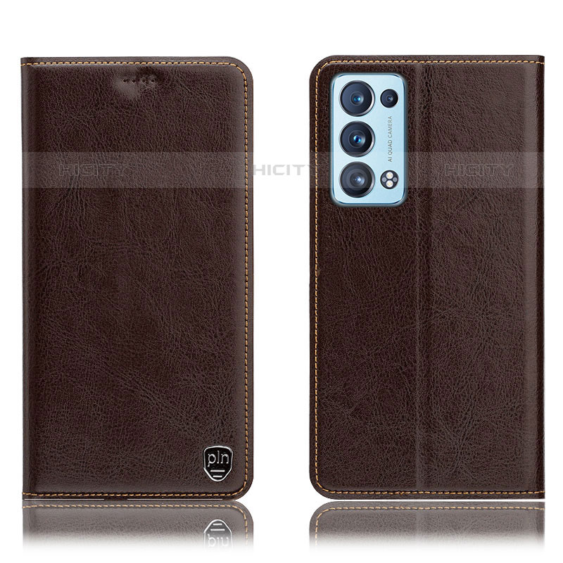 Coque Portefeuille Livre Cuir Etui Clapet H04P pour Oppo Reno6 Pro 5G Marron Plus