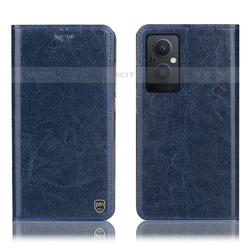 Coque Portefeuille Livre Cuir Etui Clapet H04P pour Oppo Reno7 Lite 5G Bleu Plus