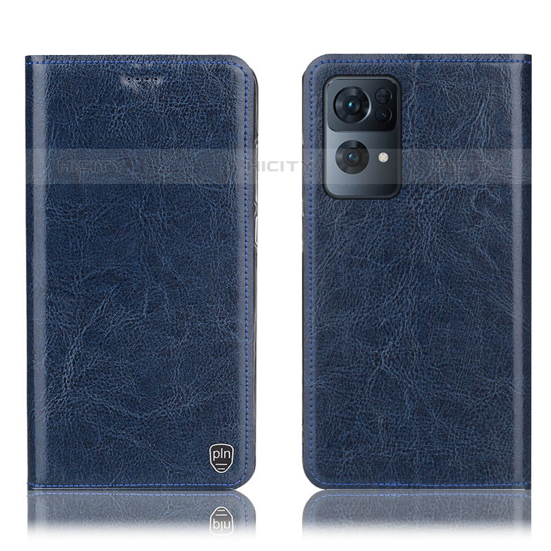 Coque Portefeuille Livre Cuir Etui Clapet H04P pour Oppo Reno7 Pro 5G Bleu Plus