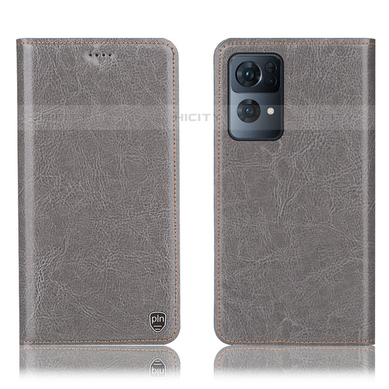 Coque Portefeuille Livre Cuir Etui Clapet H04P pour Oppo Reno7 Pro 5G Gris Plus