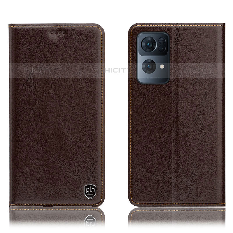 Coque Portefeuille Livre Cuir Etui Clapet H04P pour Oppo Reno7 Pro 5G Marron Plus