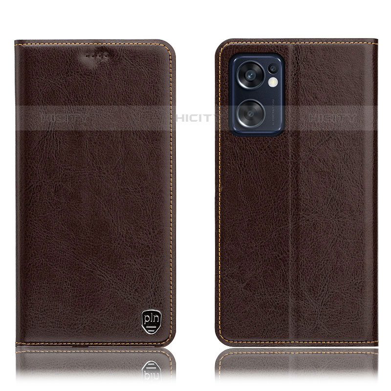 Coque Portefeuille Livre Cuir Etui Clapet H04P pour Oppo Reno7 SE 5G Marron Plus