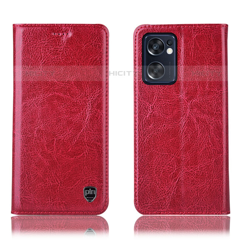 Coque Portefeuille Livre Cuir Etui Clapet H04P pour Oppo Reno7 SE 5G Rouge Plus