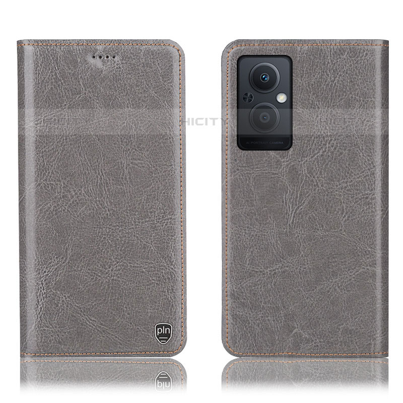 Coque Portefeuille Livre Cuir Etui Clapet H04P pour Oppo Reno7 Z 5G Gris Plus