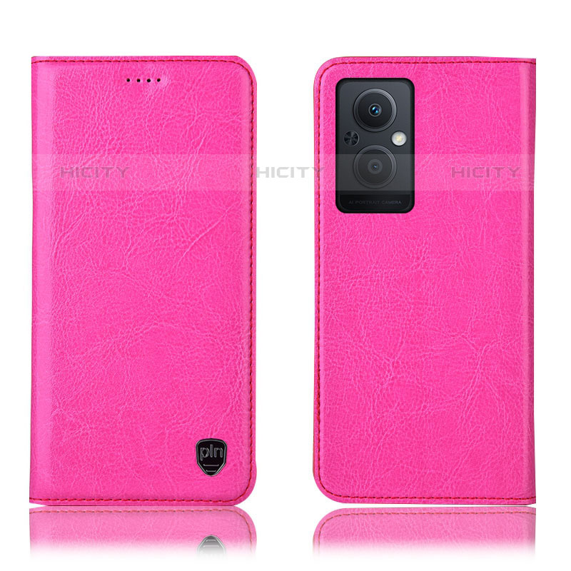 Coque Portefeuille Livre Cuir Etui Clapet H04P pour Oppo Reno7 Z 5G Rose Rouge Plus