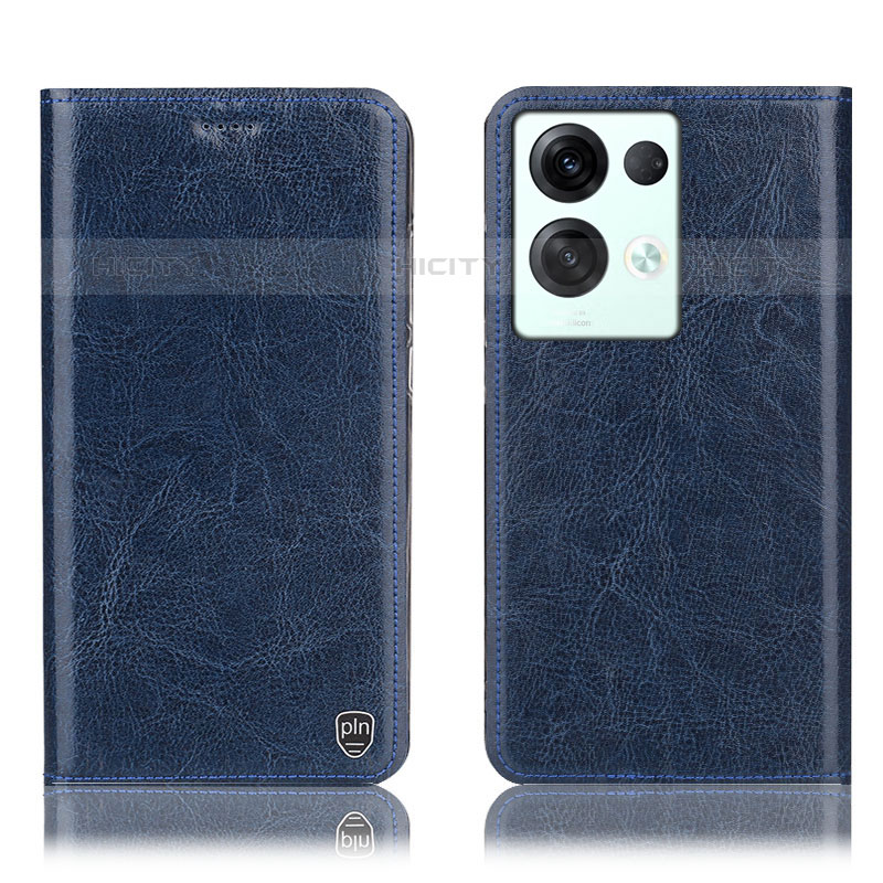 Coque Portefeuille Livre Cuir Etui Clapet H04P pour Oppo Reno8 Pro 5G Bleu Plus