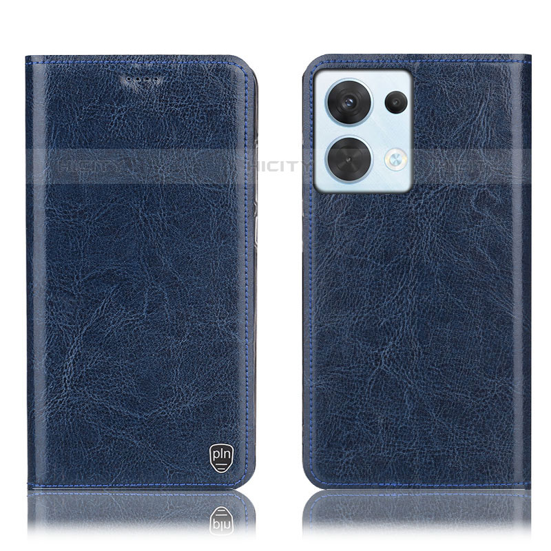 Coque Portefeuille Livre Cuir Etui Clapet H04P pour Oppo Reno9 5G Bleu Plus