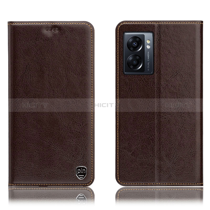 Coque Portefeuille Livre Cuir Etui Clapet H04P pour Realme V23 5G Marron Plus