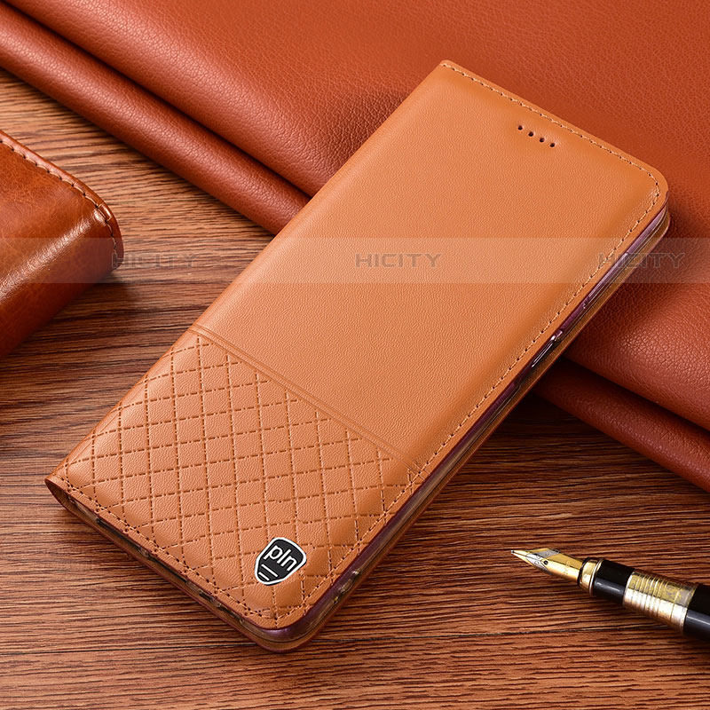 Coque Portefeuille Livre Cuir Etui Clapet H04P pour Samsung Galaxy S21 FE 5G Orange Plus