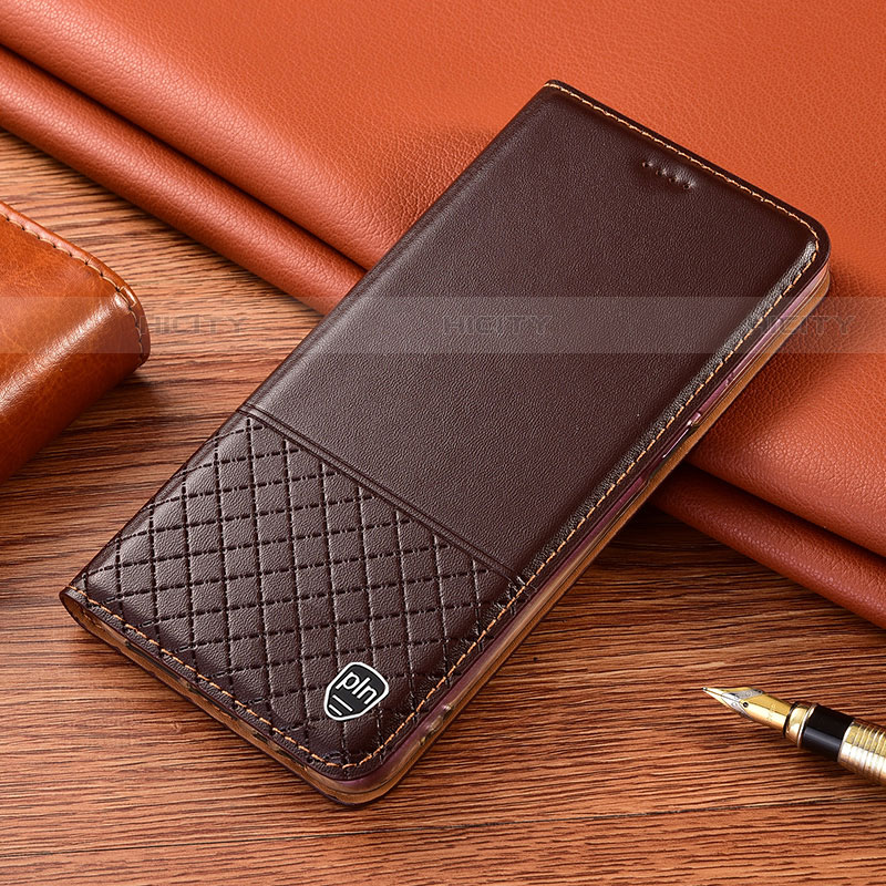 Coque Portefeuille Livre Cuir Etui Clapet H04P pour Samsung Galaxy S21 Ultra 5G Marron Plus