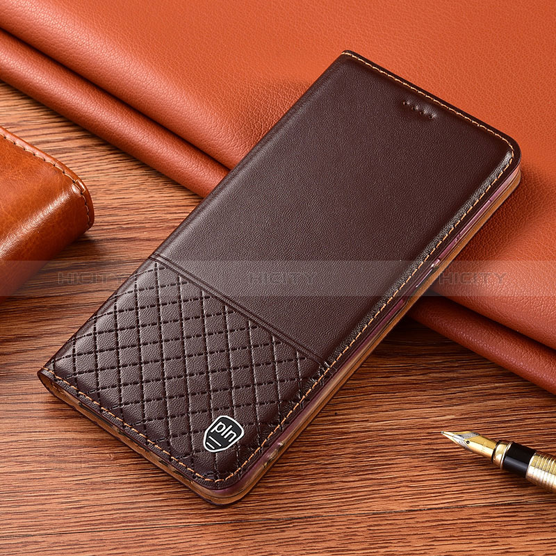 Coque Portefeuille Livre Cuir Etui Clapet H04P pour Samsung Galaxy S24 Ultra 5G Marron Plus