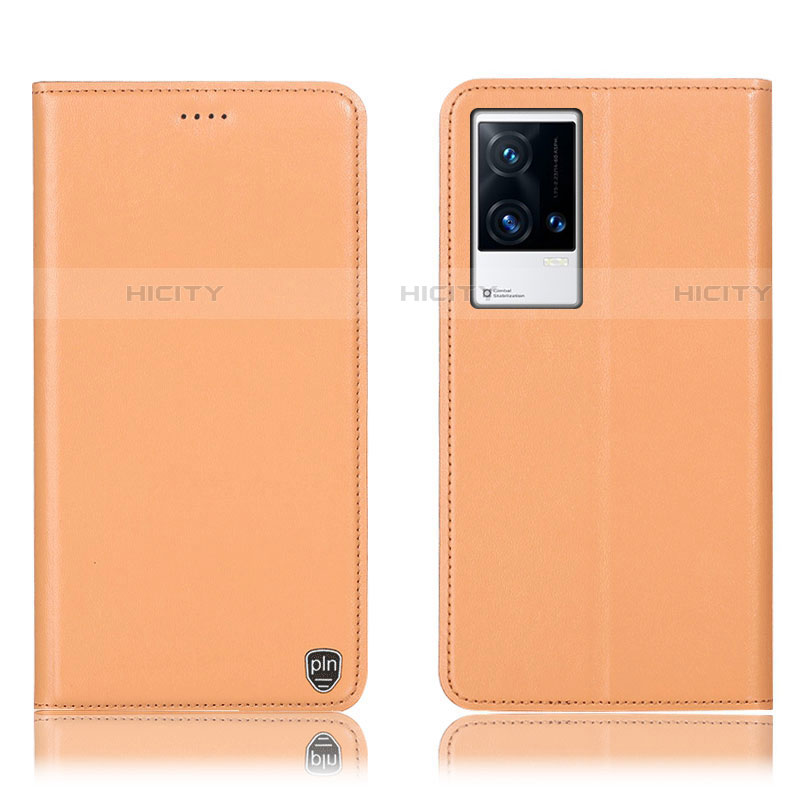 Coque Portefeuille Livre Cuir Etui Clapet H04P pour Vivo iQOO 8 Pro 5G Orange Plus